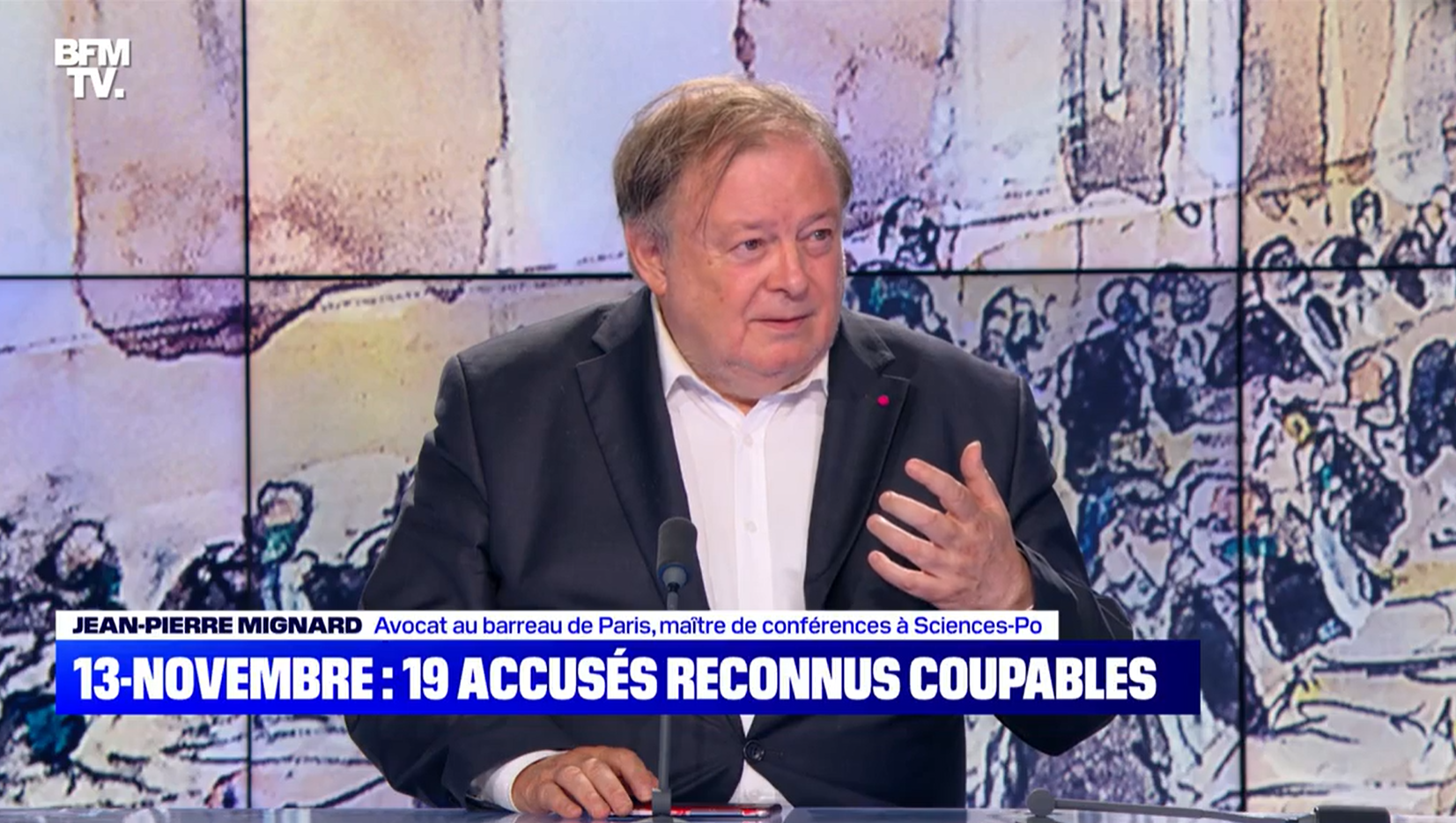 Jean-Pierre Mignard sur BFM TV pour le dénouement des attentats du procès du 13 novembre